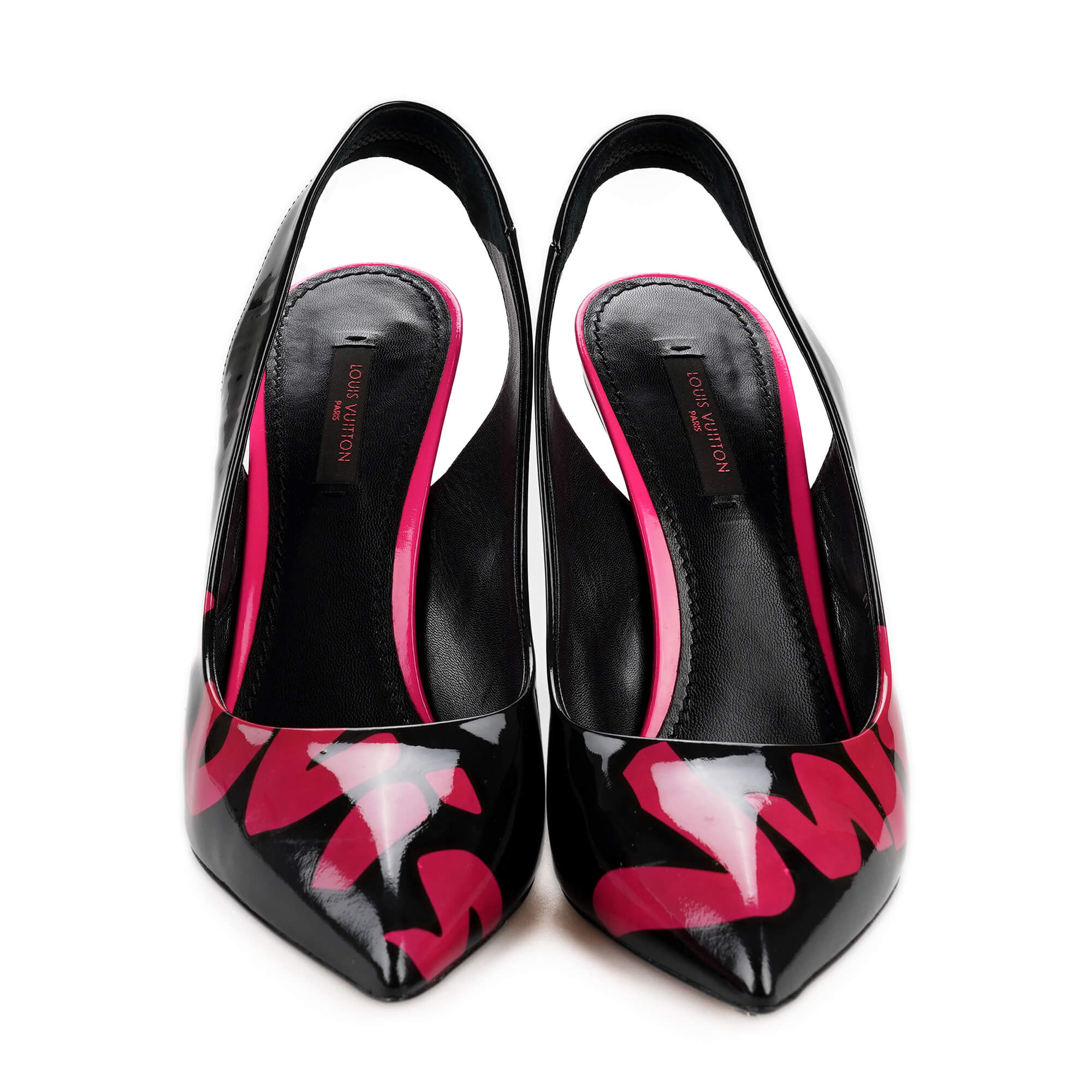 Louis Vuitton - Black Patent Leather Stephen Sprouse Graffiti Slingback Pumps